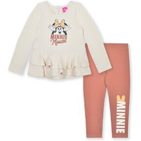 Disney Minnie Mouse Girls Long Sleeve Shirt and Legging Pants Set for Toddlers and Big Kids