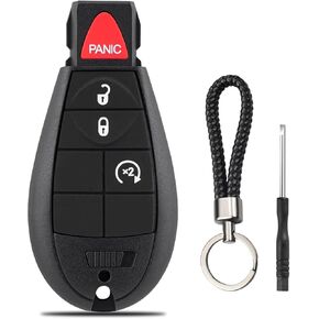 Key Fob Case Replacement for Dodge Ram 1500 2500 3500 4500 5500 2013 2014 2015 2016 2017 2018 2019 2020 2021 GQ4-53T 56046955 Pickup Truck 4 Button Keyless Entry Remote Control Car Key Fob Shell Cover