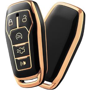 ELOHEI Soft TPU Car Key Fob Case Cover for Ford,Compatible with Ford F150 Explorer 2013-2016 Ford Fusion 2015-2017 Ford Mustang Edge Lincoln MKZ MKC MKX 5 buttons Smart Key