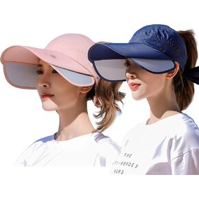 Peicees Wide Brim Visor Hat for Women Golf Visor Cap Sun Protection Hat for Beach Garden Tennis Running Sunshade Hat
