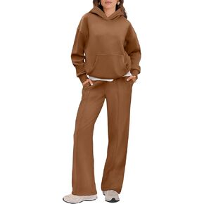 Caracilia Women's 2 Piece Outfits Sweatsuit Sets Oversized Hoodies Wide Leg Sweatpant Tracksuit 2024 Fall Matching Lounge Set