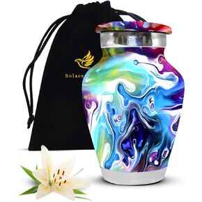 Small Keepsake Urn - Mini Urn for Human Ashes with Bag - Multicolor Urn for Women & Men - Handcrafted Small Urn for Ashes - Honor Your Loved One with Funeral Cremation Urn for Mom, Dad and Infant