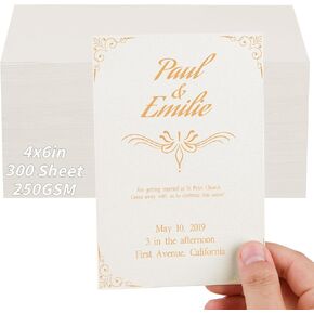 300 Sheets Linen Invitation Cardstock/5 x 7 Heavy Weight Printer Paper Cardstock 92lb 250GSM Thick Paper Card Stock for for Invitations, Greeting Cards Making, Postcards, Photos
