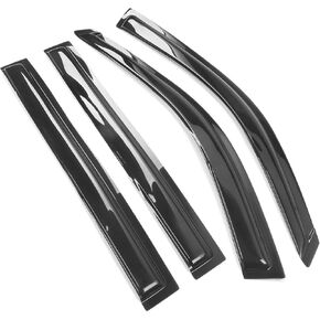 Window Visor Compatible with 2001-2007 Toyota Highlander, Slim Style Dark Smoke Tint Acrylic Shade Rain Sun Guard Wind Vent Air Deflector by IKON MOTORSPORTS, 2002 2003 2004 2005 2006