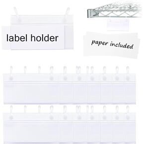 Basket Label Holders 30Pcs Plastic Wire Shelf Label Clips with Button Lock Closure Wire Rack Display Price Sign Tag Ticket Hanger,Insert Label Included,Label Area 3.9in Lx1.5in W,for Home Market (30)