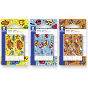 Staedtler 526B2COBK2 Rasoplast Eraser - Cartoon Comic Edition Novelty Fun Rubber Stationery - Pack of 6-3 x Blisters