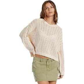 Billabong Sunlit Long Sleeve Sweater - Oversized Crewneck Cotton Sweater for Women