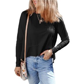 Dokotoo Long Sleeve Soft Crop Top for Women 2024 with Thumb Hole Athletic Gym Workout Cropped Yoga Shirts