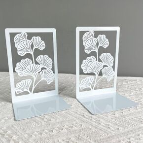 3 Style Ginkgo Leaf Metal Book Ends for Book Lovers - Pair of Bring Luck Bookends Office Desktop Home Office supplies Book rack Bookshelf (B212-Golden yellow)