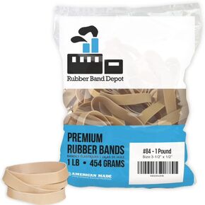Rubber Bands, Rubber Band Depot, Size #84 (3-1/2" x 1/2'') - 1 Pound Bag