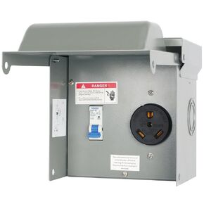 Temporary Power Outlet Panel, Power Circuit Breaker Panel with 20, 30 Amp Receptacle Installed, Prewired Receptacle Panel Weatherproof Electrical Outlet Box (20A 30A Power Outlet Panel)