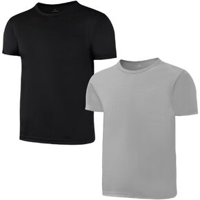 2 Pack Kids/Boys/Youth Dry-Fit Sports Tee Shirt Mesh Moisture Wicking Active Athletic T-Shirt (Age4-18Years)