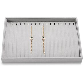 Microfiber Jewelry Organizer Drawer Stackable Necklace Tray Jewelry Tray Necklace Holder Organizer Necklace Display Trays Necklace Jewelry Drawer Organizer Tray (Grey)