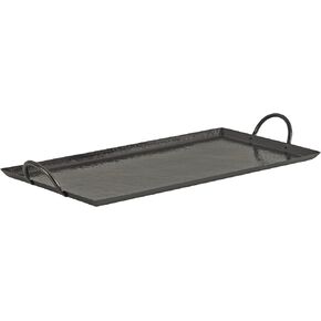 Kate and Laurel Sanzo Modern Glam Hammered Rectangle Metal Tray, 22 x 10, Gray Gunmetal, Rectangular Metal Decorative Tray with Hammered Surface and Minimalist Metal Handles