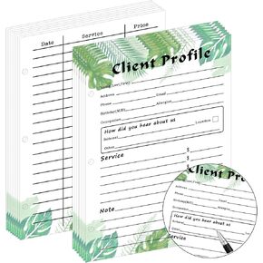 Client Profile Cards Customer Contact Profile Record Sheets 5.5 x 8.5 Inch Stylist Binder Insert Cards Beautician,Nail,Hairdresser Cosmetologist Small Business Data Client Information Sheet 50 Pcs
