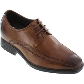 CALTO Men's Invisible Height Increasing Elevator Oxfords Shoes - Brown Leather Dress Derby Shoes- 3 Inches Taller