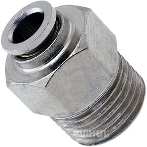 Vixen Air 3/8" NPT Male Push to Connect (PTC) Straight Pneumatic Fitting for 1/4" OD Hose - Bundle of Two Fittings VXA7381-2