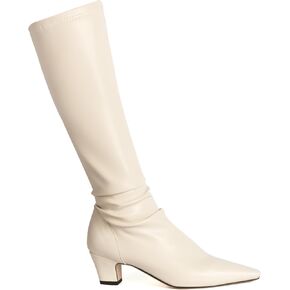 Women Knee High Boots Pointed Toe Stretchy Block Heel Boots Pull-on Style