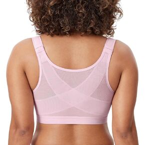 DELIMIRA Women's Natrelax Front Closure Bras Posture Lightly Padded Plus Size Wireless Full Coverage Bra