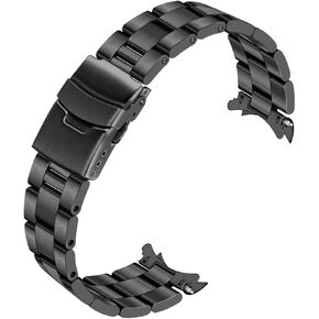 Stainless Steel Watch Band 20mm 22mm Screw-In Curved End Metal Watch Bands Strap for Men Women Deployment Double Buckle Watch Bracelet Silver Black