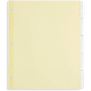 Blue Summit Supplies 5-Tab Binder Dividers, Manila Paper with Insertable Clear Plastic Tabs, Reinforced 3 Ring Dividers with Perforated Paper Tab Inserts, 24 Sets