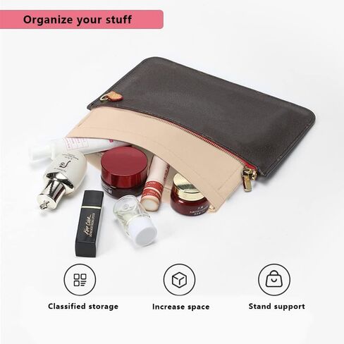Conversion Kit for Neverfull Pouch, Purse Insert Organizer Compatible with LV Neverfull MM GM Pouch, Convert Tote Inner Pochette Into A Crossbody (Brown) in Saudi Arabia