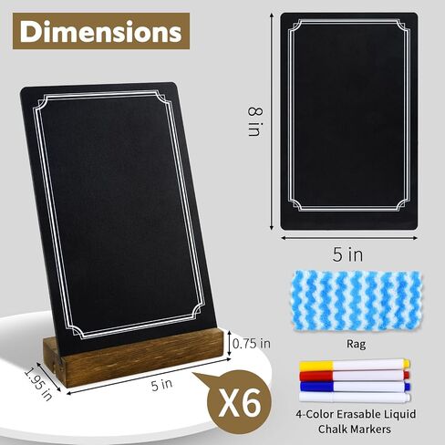 3 Pack Small Chalkboard Signs with Stand, 8x5'' Table Top Chalkboard Sign with Wooden Base, Double-Sided Mini Chalkboard Signs for Food Message Boards Restaurant Bar Party Store Decoration in Saudi Arabia