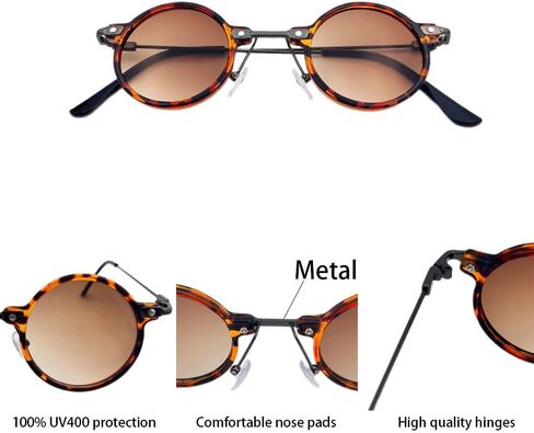 Small Round Sunglasses Men Women, Vintage Punk Circle Style Metal Frame Hippie Sun Glasses UV400 Lens in Saudi Arabia