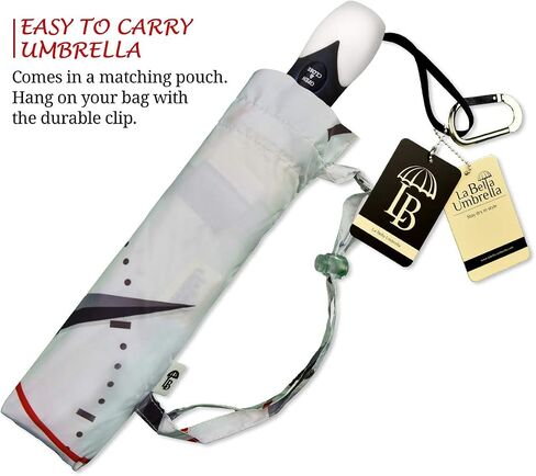 Travel Umbrella Lightweight Rain - Portable Compact Umbrella - Designer Umbrella for Women and Men - Auto Open Close - Stylish Clock Umbrella Black and White - Small Folding Umbrella in Saudi Arabia