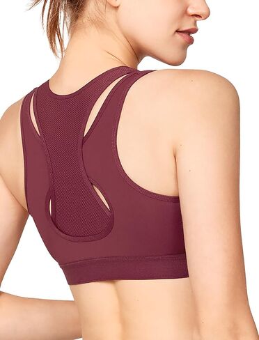 Yvette High Support Sports Bras for Women Double Deck Straps High Impact Mesh Zip Front Sports Bra for Running in Saudi Arabia