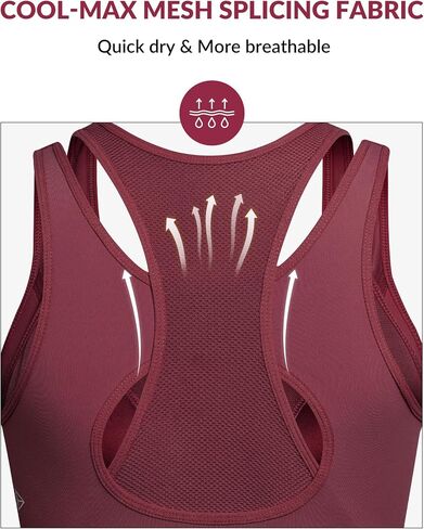 Yvette High Support Sports Bras for Women Double Deck Straps High Impact Mesh Zip Front Sports Bra for Running in Saudi Arabia