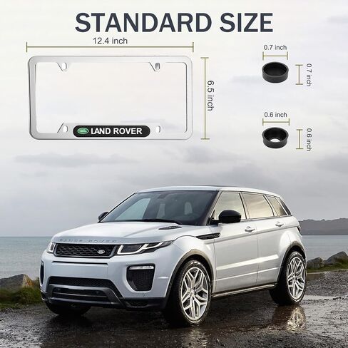 إطارات لوحة ترخيص 4 فتحات لسيارة Land ROVER، مصنوعة من ألياف الكربون - قطعتان من معدن الألومنيوم الأسود المقاوم للخشخشة وحاملي لوحة الترخيص الأمامية والخلفية، براغي لوحة ترخيص مقاومة للعبث من الفولاذ المقاوم للصدأ، للنساء والرجال in Kuwait