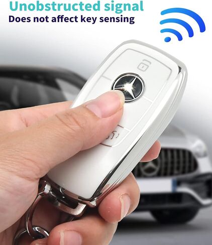مناسب لمفاتيح مرسيدس بنز. غطاء مفاتيح TPU الناعم المتطور متوافق مع C E R S G S CLS CLK GLC ML GLE GLS SL SLR McLaren AMG Smart Remote Key (نوع B حافظة مفاتيح بيضاء + مجموعة سلسلة مفاتيح) in Kuwait