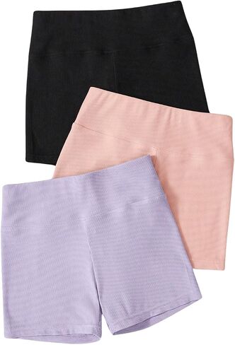 SweatyRocks Girl's 3 Piece High Waist Skinny Biker Shorts Seamless Workout Sports Legging Shorts in Saudi Arabia