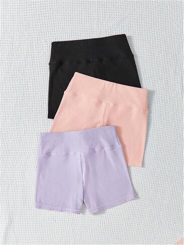 SweatyRocks Girl's 3 Piece High Waist Skinny Biker Shorts Seamless Workout Sports Legging Shorts in Saudi Arabia