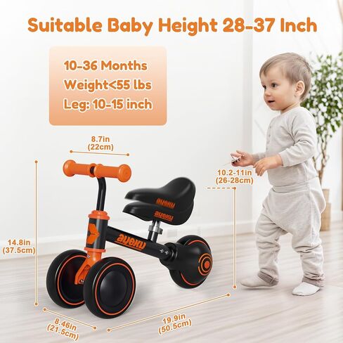 AyeKu Baby Balance Bike for 1 Year Old Boys Girls 12-24 Month Toddler Balance Bike, 4 Wheels Toddler First Bike, First Birthday Gifts in Kuwait