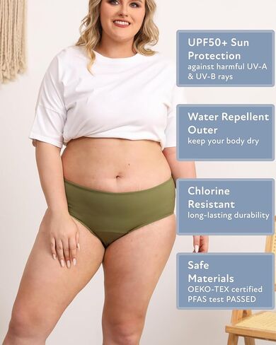 Period Swim Bottoms for Women and Teens, Medium Flow & Mid-rise, UPF50+ UV-A/UV-B Protection & Chlorine Resistant in Kuwait