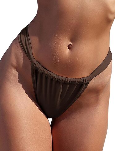 ZAFUL Women's Thong Bikini Bottom Low Waisted High Cut Cheeky Bathing Suit Bottoms with Adjustable Coverage in Saudi Arabia