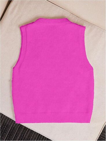 Verdusa Women's Casual Rhinestone Sweater Vest Round Neck Sleeveless Knit Tops in Saudi Arabia