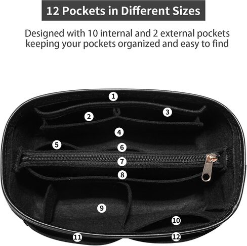 Purse Organizer Insert, Felt Bag Organizer with Metal Zipper, Tote Bag Organizer Insert with 6 Sizes, Compatible with Neverful Speedy Tote and More in Saudi Arabia