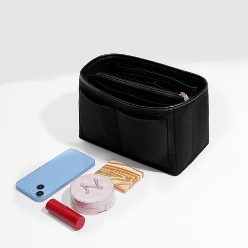 Purse Organizer Insert, Felt Bag Organizer with Metal Zipper, Tote Bag Organizer Insert with 6 Sizes, Compatible with Neverful Speedy Tote and More in Saudi Arabia