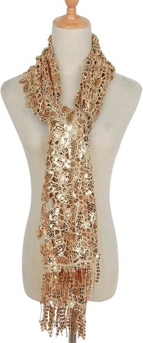 L'VOW Glittering 1920s Scarf for Women Mesh Sequin Wedding Cape Fringed Evening Shawl Wrap in Saudi Arabia