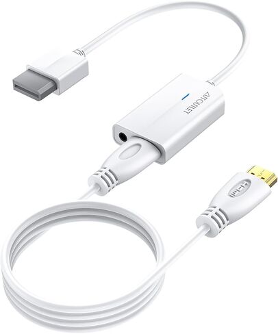 محول AUTOUTLET Wii إلى HDMI 1080P مع كابل HDMI عالي السرعة بطول 6 أقدام Wii2 HDMI محول إخراج الفيديو والصوت مع مقبس صوت 3.5 مم، يدعم جميع شاشات Wii 720P، NTSC، متوافق مع جهاز عالي الدقة بالكامل in Saudi Arabia