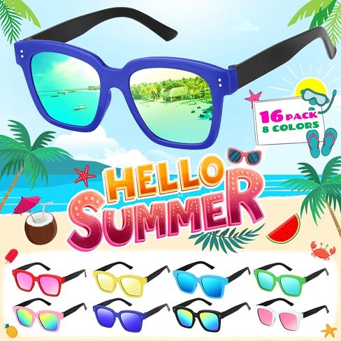 نظارات شمسية للأطفال من tepsmigo هدايا الحفلات - 24 حزمة من النظارات الشمسية للأطفال بكميات كبيرة للأولاد والبنات - نظارات شمسية للحفلات للأطفال وحفلات أعياد الميلاد، ومستلزمات حفلات التخرج، وهدايا حقيبة جودي، وهدايا حفلات حمام السباحة على الشاطئ in Kuwait