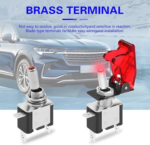 2PCS Car Rocker Toggle Switch, 24V 20A LED Illuminated Heavy Duty SPST On Off, Waterproof ASW-07D Switch 3Pin with Safety Cover, Vehicle Accessories Universal for SUV, Truck, RV（Yellow） in Saudi Arabia
