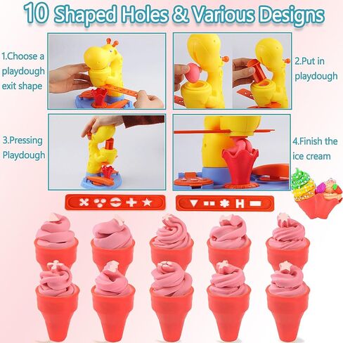 لعب العجين للأطفال، عزيزي دير 43 قطعة من صانعة الآيس كريم للأطفال مجموعات عجينة البرجر وإبداعات المطبخ وأدوات العجين للعب مع 24 عجينة طين، 3 4 6 8 سنوات هدية عيد ميلاد للأولاد والبنات in Kuwait