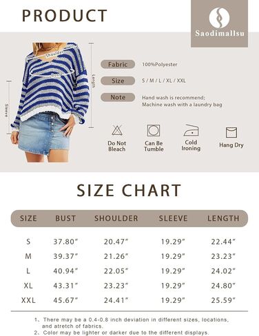 Saodimallsu Womens Striped Sweater V Neck Color Block Long Sleeve Loose Casual Pullover Jumpers in Saudi Arabia