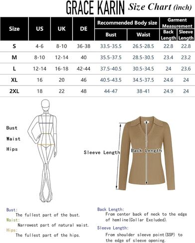 GRACE KARIN Womens 2024 Fall Long Sleeve V Neck Pullover Sweater Casual Lapel Collar Slim Fitted Knit Tops in Saudi Arabia