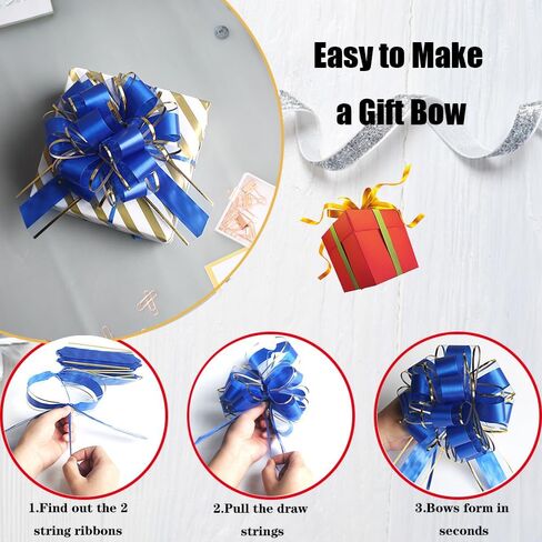 6 Pieces Black Bows for Gift Wrapping Pull Bow Ribbon Pull Bows for Christmas Wedding Baskets Valentine's Day Bows 6 inch Pull Bow for Gift Wrapping (Black) in Kuwait
