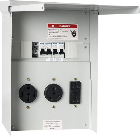Temporary Power Outlet Panel, Power Circuit Breaker Panel with 20, 30 Amp Receptacle Installed, Prewired Receptacle Panel Weatherproof Electrical Outlet Box (20A 30A Power Outlet Panel) in Saudi Arabia